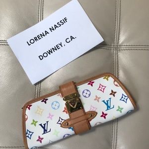 Louis Vuitton white multi colored clutch